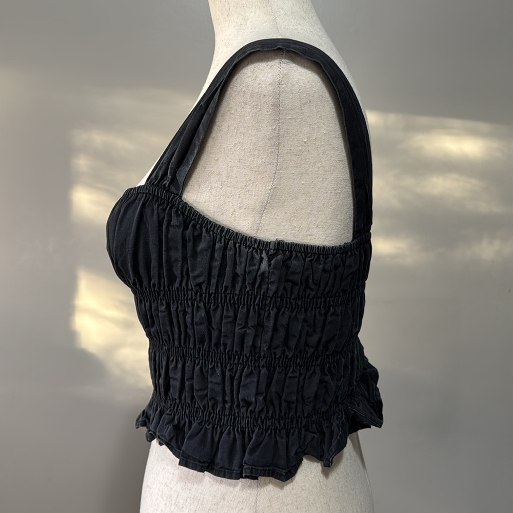 ENDLESS ROSE Women's Smocked Ruffle Top Size XS In Black - Picture 5 of 11